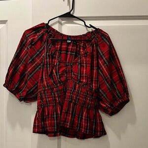 NWOT Old Navy plaid puff sleeve top